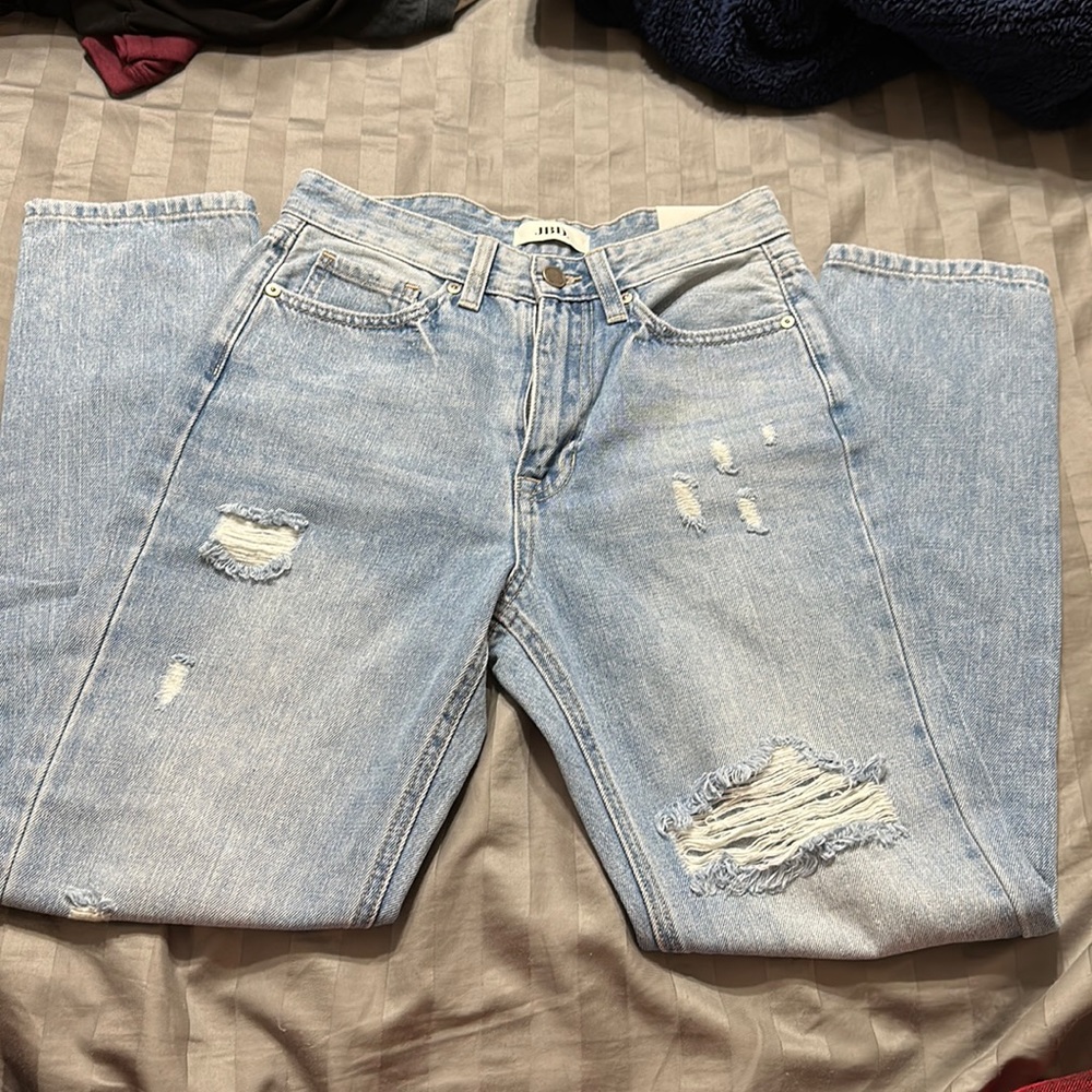 Just Black Denim light blue distress high rise size 25